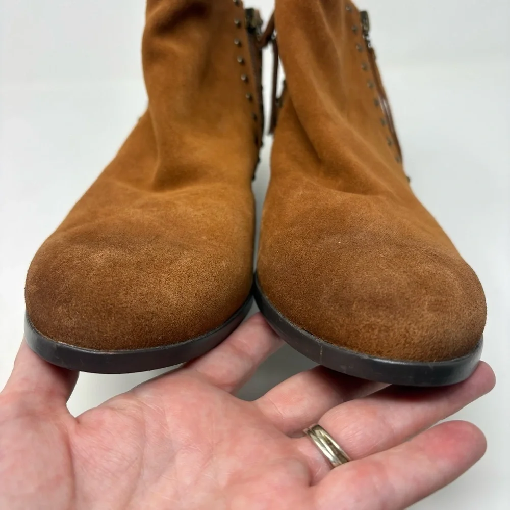 Sam Edelman Brown Suede Studded Boots 2 Zipper Brown Size 9 1/2